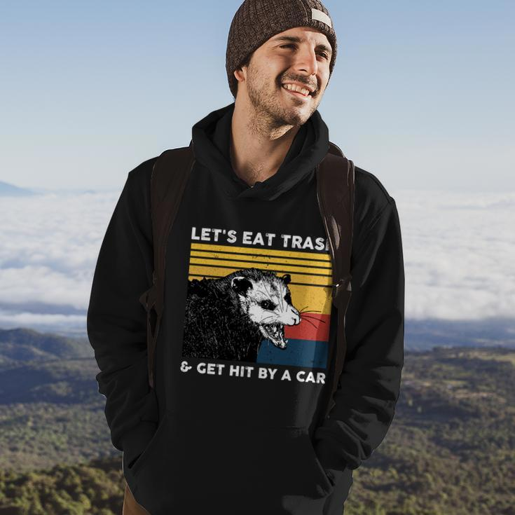 Lets Eat Trash And Get Hit By A Car Opossum Vintage Cute Gift Hoodie Lifestyle