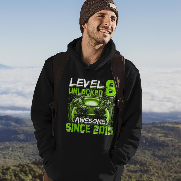 Level 8 Unlocked Awesome Since 2015 8Th Birthday Gaming V3 Hoodie Lifestyle