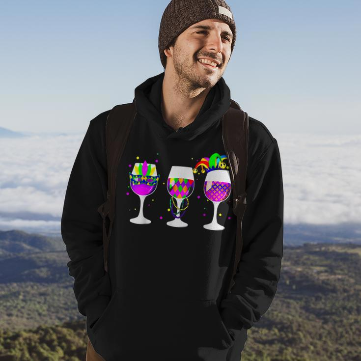 Mardi Gras Glass Of Wine Funny Drinking Wine For Men Women Hoodie Lifestyle
