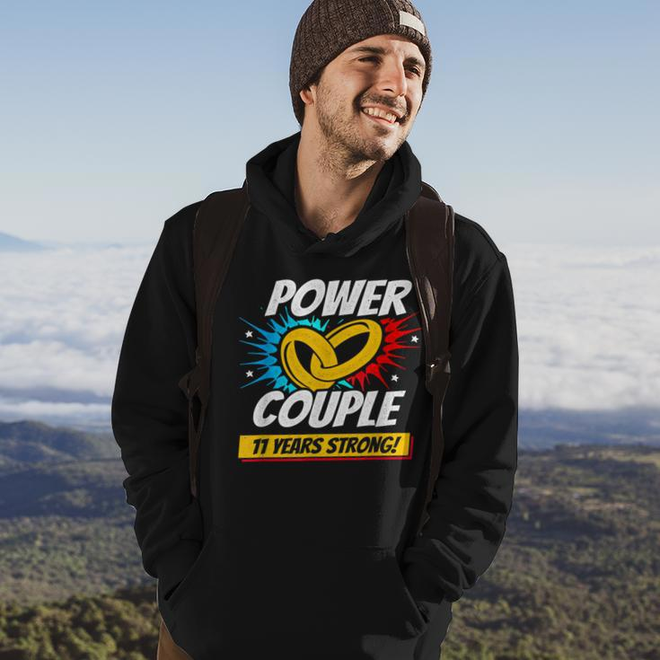 Married 11 Years - Power Couple - 11Th Wedding Anniversary Hoodie Lifestyle
