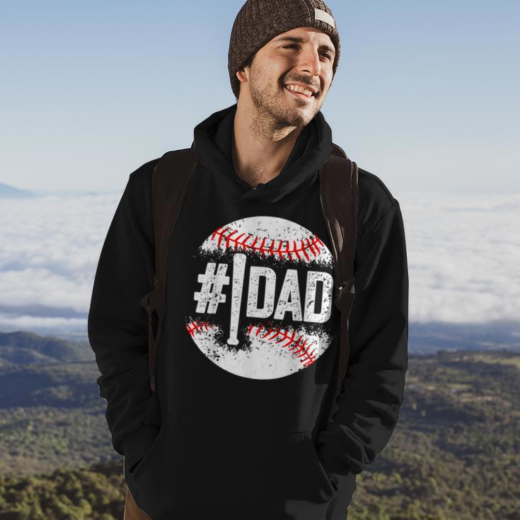 Mens 1 Dad Baseball Number One Daddy Son Gifts Fathers Day Hoodie Lifestyle