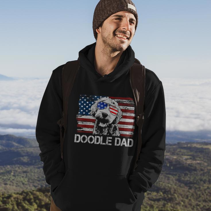 Mens Doodle Dad Goldendoodle Dog American Flag 4Th Of July Hoodie Lifestyle