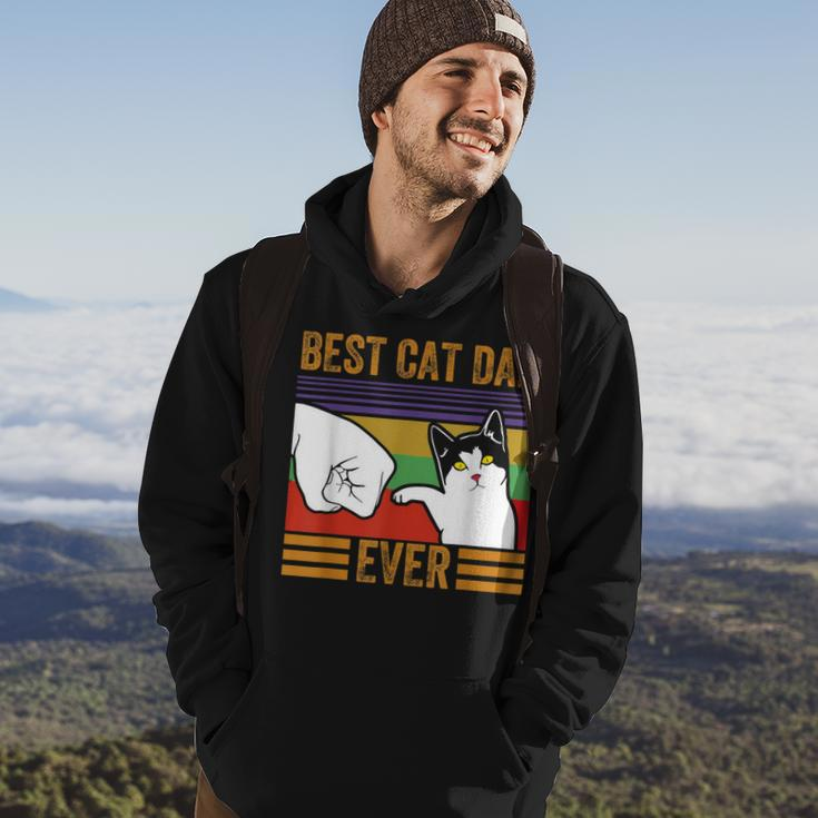 Mens Vintage Best Cat Dad Ever Men Bump Fit Fathers Day Gift Hoodie Lifestyle