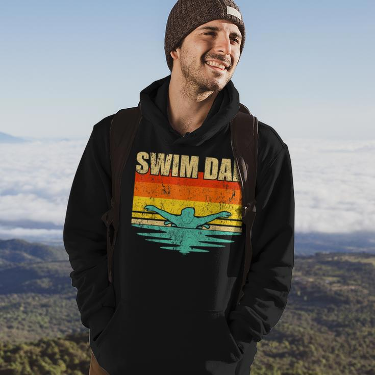 Mens Vintage Style Swimming Lover Swimmer Swim Dad Fathers Day Hoodie Lifestyle