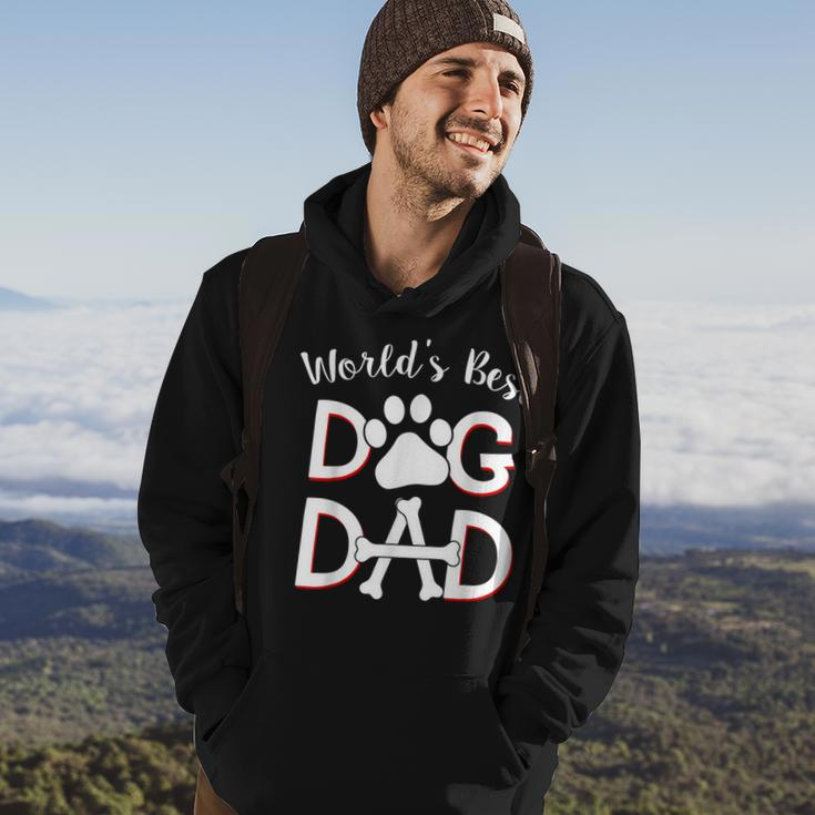 Mens Worlds Best Dog Dad Dog Owner Paw Print Gift For Mens Hoodie Lifestyle