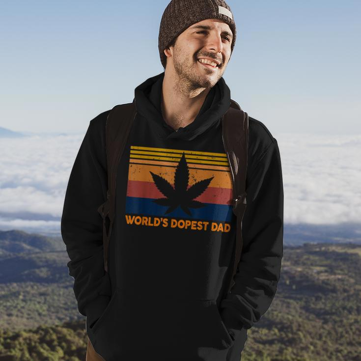 Mens Worlds Dopest Dad Weed Cannabis 420 Vintage Gift Men Hoodie Graphic Print Hooded Sweatshirt Lifestyle