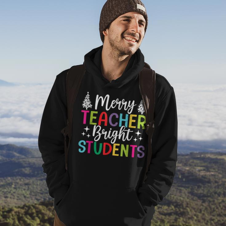 Merry Teacher Bright Students Cute Christmas Teacher Xmas Men Hoodie Graphic Print Hooded Sweatshirt Lifestyle