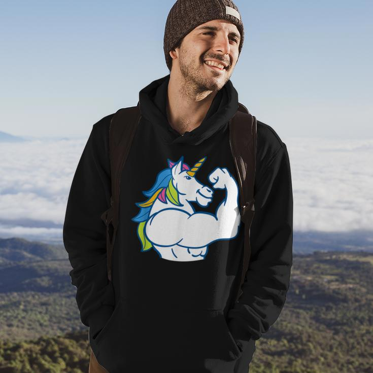 Muscular Unicorn Funny Magical Fitness Bodybuilder Dad Hoodie Lifestyle