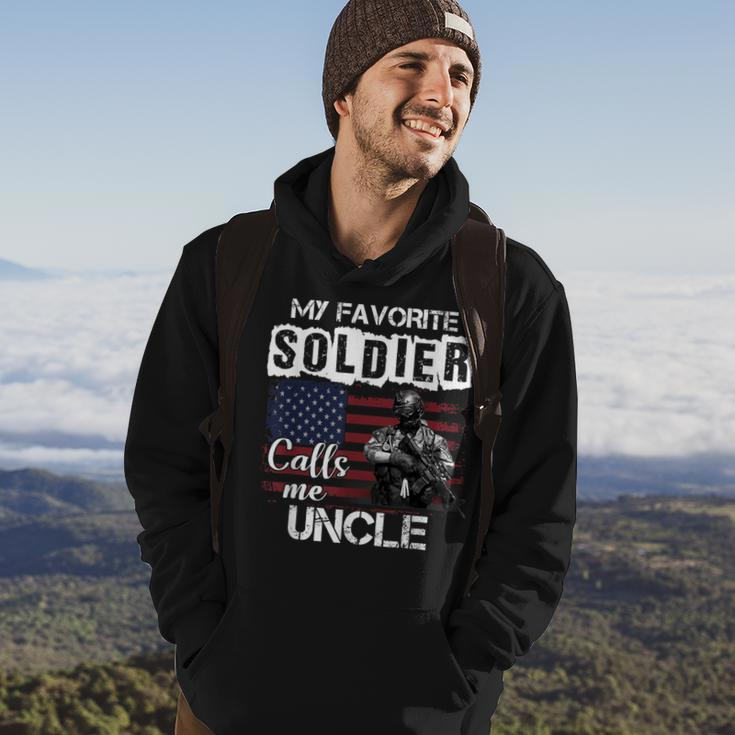 My Favorite Soldier Calls Me Uncle Army Veteran Men Hoodie Graphic Print Hooded Sweatshirt Lifestyle