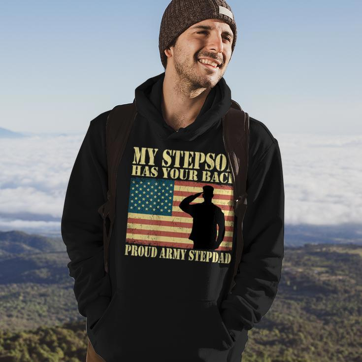 My Stepson Has Your Back Proud Army Stepdad Father Gifts Gift For Mens Hoodie Lifestyle
