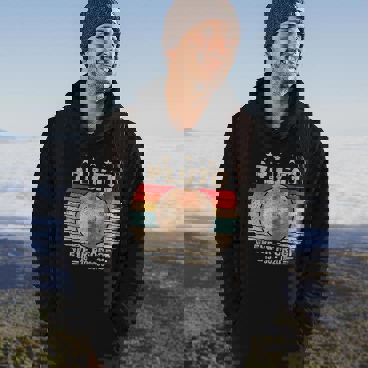 Never Forget Pluto Retro Nerdy Astronomy Space Science Hoodie Lifestyle