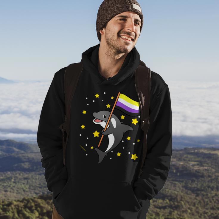 Nonbinary Pride Orca Nonbinary Hoodie Lifestyle