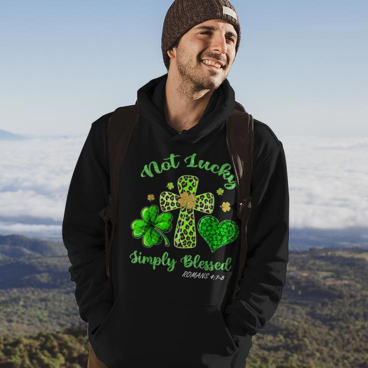 Not Lucky Simply Blessed Leopard Cross Shamrock St Patrick Hoodie Lifestyle
