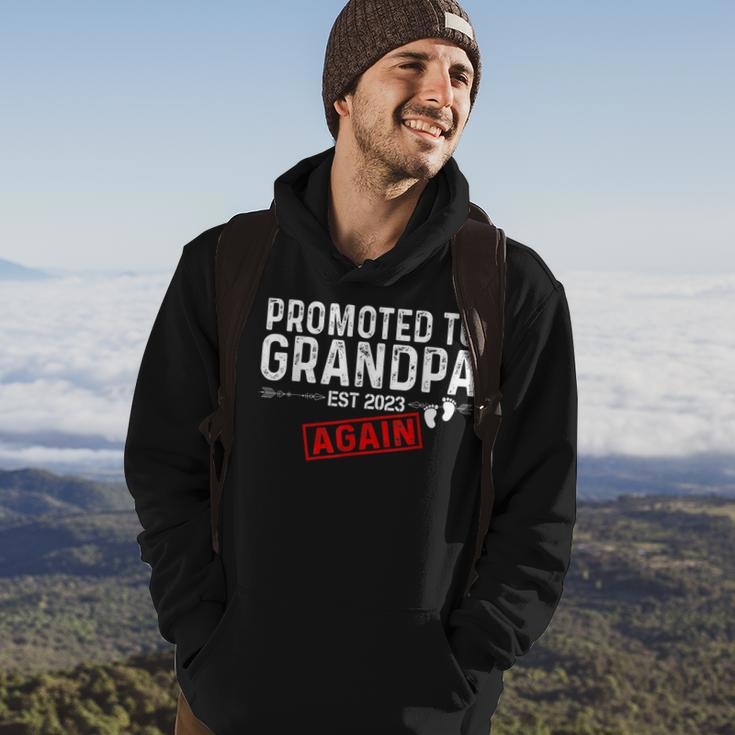 Promoted To Grandpa Again Est 2023 Baby Announcement Gift For Mens Hoodie Lifestyle