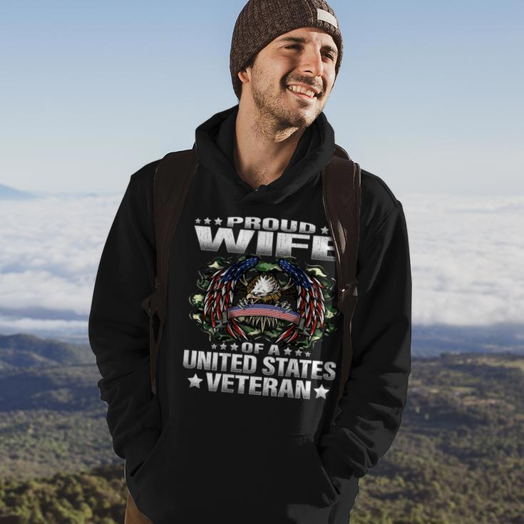 Proud Wife Of A United States Veteran Military Vets Spouse Men Hoodie Graphic Print Hooded Sweatshirt Lifestyle