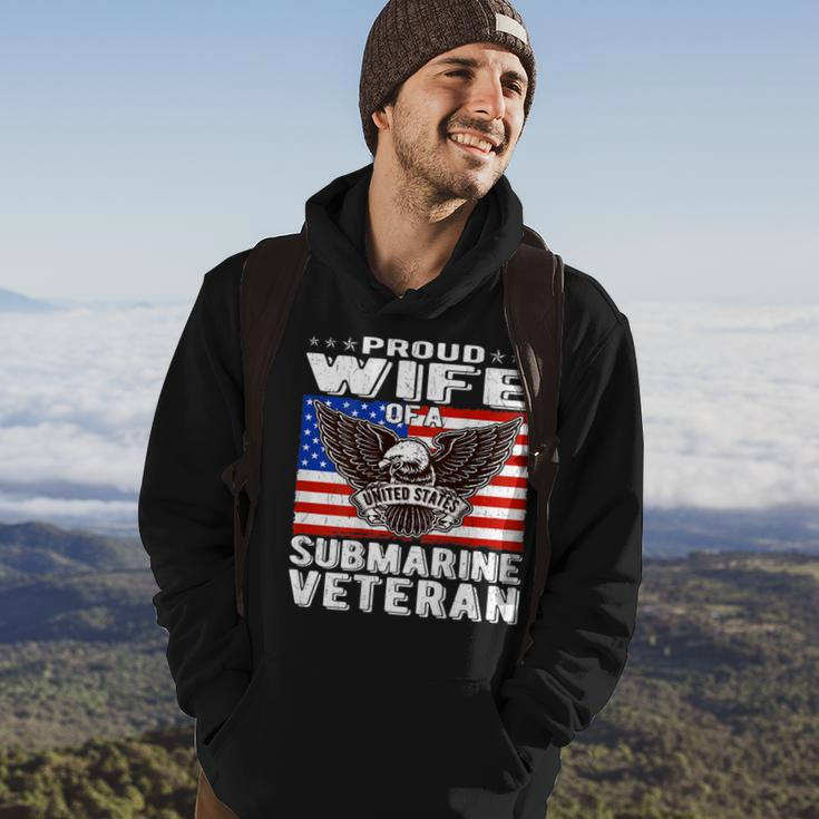 Proud Wife Of Us Submarine Veteran Patriotic Military Spouse V2 Men Hoodie Graphic Print Hooded Sweatshirt Lifestyle