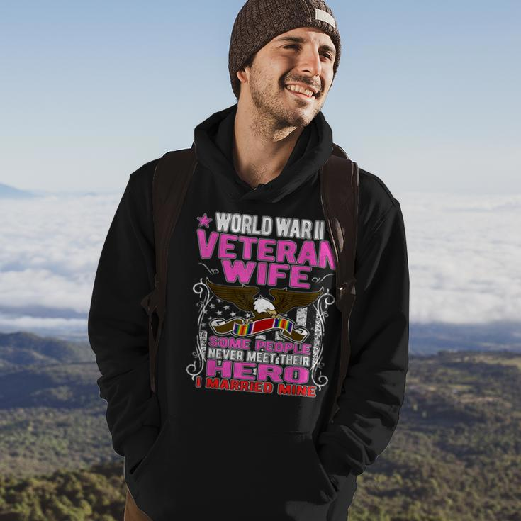 Proud World War 2 Veteran Wife Military Ww2 Veterans Spouse Men Hoodie Graphic Print Hooded Sweatshirt Lifestyle