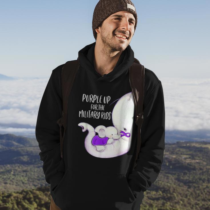 Purple Up For The Military Kids Month Funny Elephant Ribbon Hoodie Lifestyle