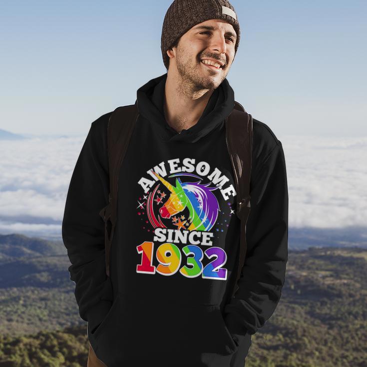 Rainbow Unicorn Awesome Since 1932 90Th Birthday Hoodie Lifestyle