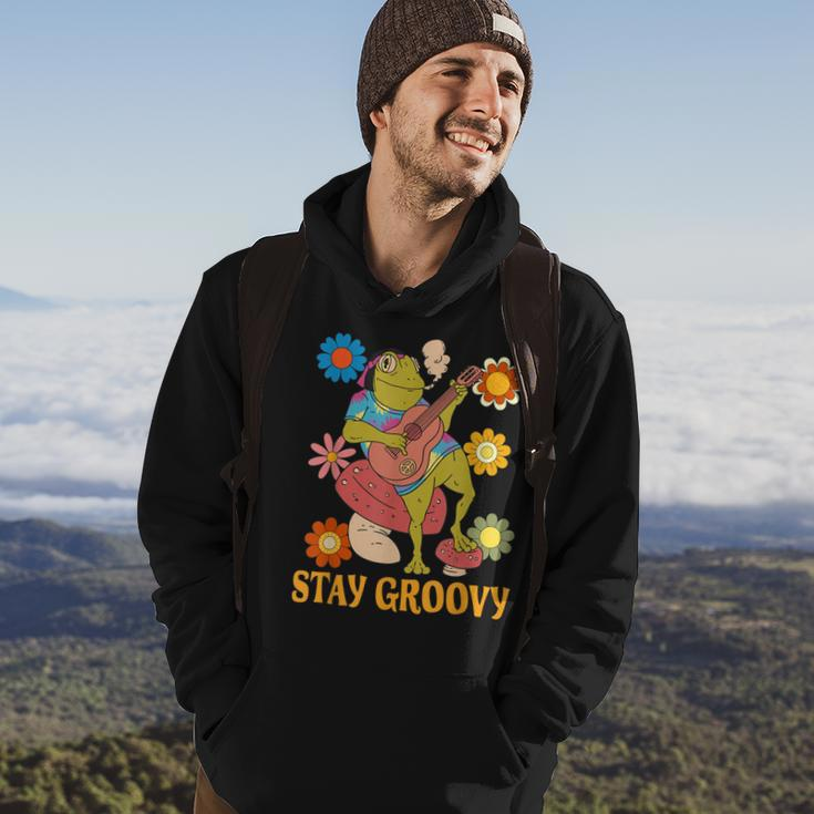 Stay Groovy Frog Hippie Hoodie Lifestyle