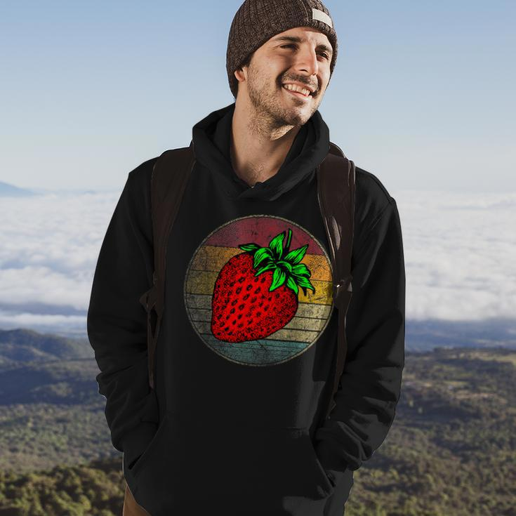 Strawberry Fruit Vintage Festival Distressed Retro 70S Gift Hoodie Lifestyle