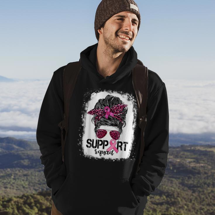 Support Squad Messy Bun Pink Warrior Breast Cancer Awareness V2 Hoodie Lifestyle