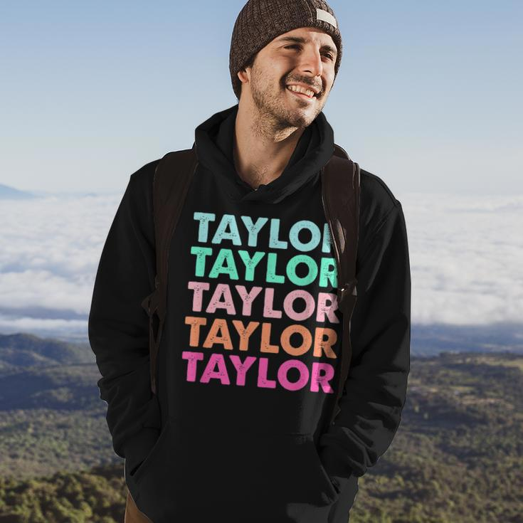 Swiftie Merch Funny Modern Repeated Text First Name Taylor Hoodie Lifestyle