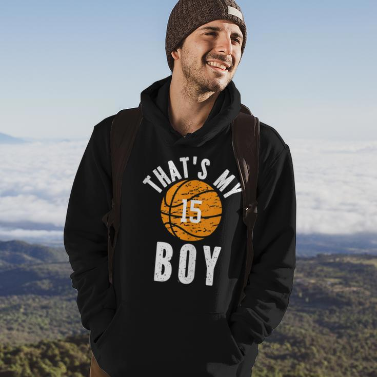 Thats My Boy Jersey Number 15 Vintage Basketball Mom Dad Hoodie Lifestyle