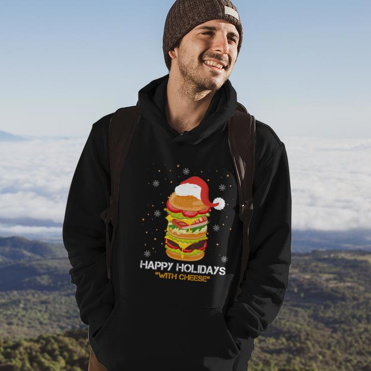 Ugly Christmas Sweater Burger Happy Holidays With Cheese V6 Hoodie Lifestyle