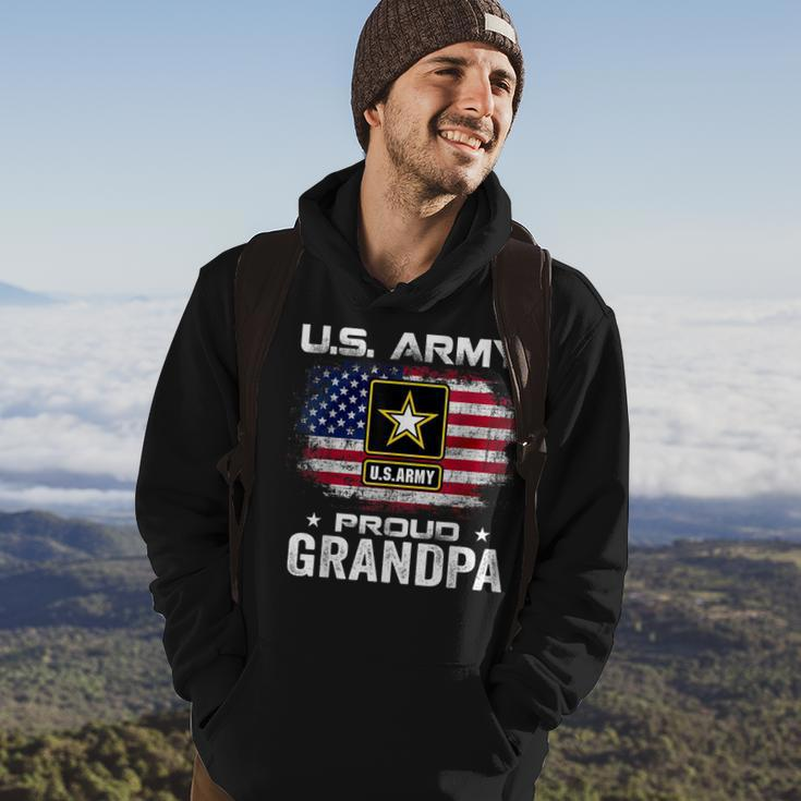 US Army Proud Grandpa With American Flag Gift Veteran Gift Men Hoodie Graphic Print Hooded Sweatshirt Lifestyle