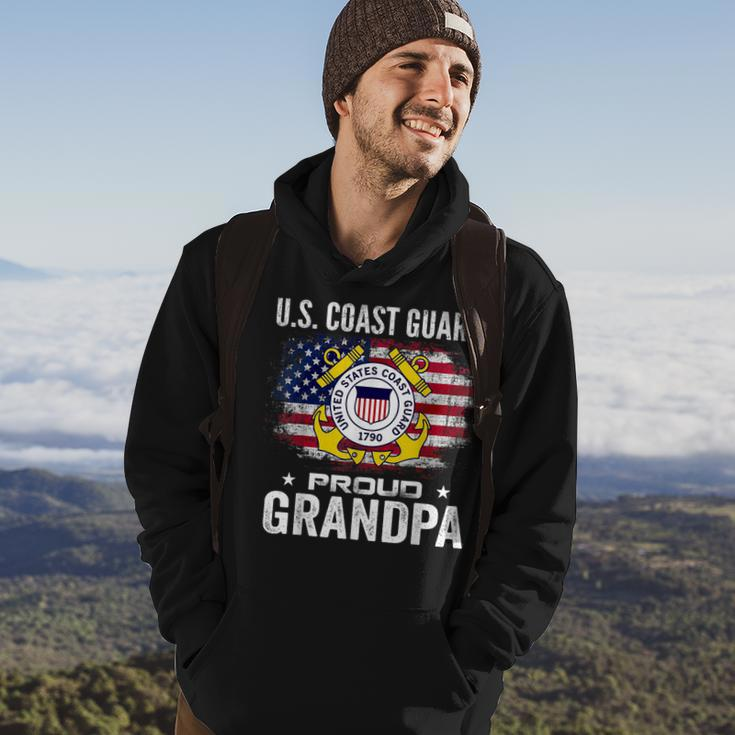 US Coast Guard Proud Grandpa With American Flag Gift Hoodie Lifestyle