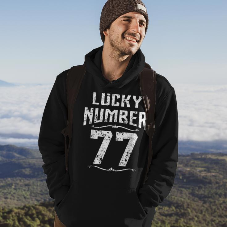 Vintage 77Th Birthday Lucky Number Retro 77 Years Old Hoodie Lifestyle
