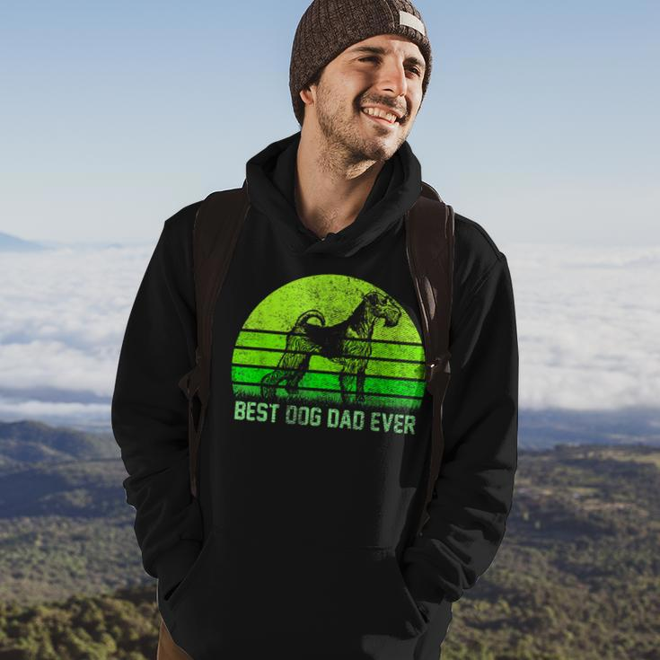Vintage Best Airedale Terrier Dog Dad Ever Silhouette Sunset Hoodie Lifestyle