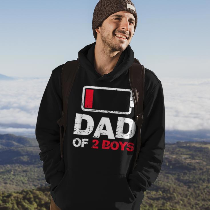 Vintage Dad Dad Of 2 Boys Battery Low Fathers Day Hoodie Lifestyle