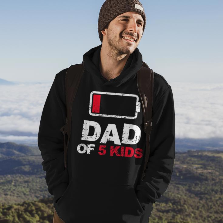 Vintage Dad Of 5 Kids Battery Low Dad Fathers Day Hoodie Lifestyle