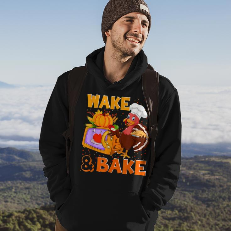 Wake Bake Turkey Feast Meal Dinner Chef Funny Thanksgiving Hoodie Lifestyle