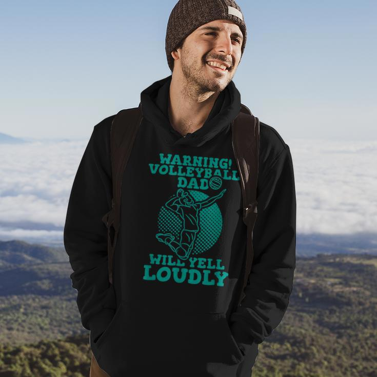 Warning Volleyball Dad Will Yell Loudly Gift For Mens Hoodie Lifestyle