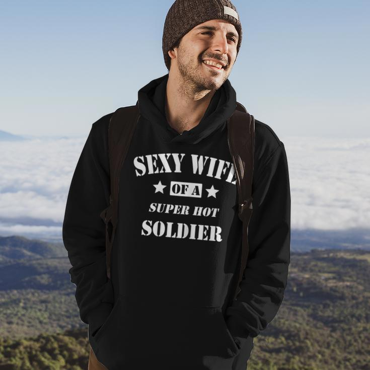 Womens Funny Wife Army Husband Military Soldier Veteran Men Hoodie Graphic Print Hooded Sweatshirt Lifestyle