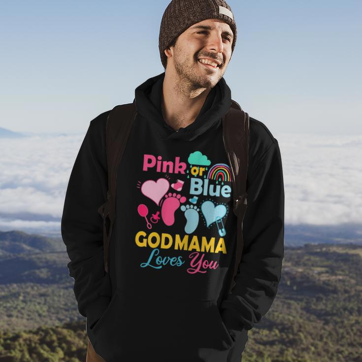 Womens Pink Or Blue God Mama Loves You Gender Reveal Baby Hoodie Lifestyle