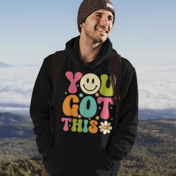You Got This Groovy Retro Smile Face Trendy Testing Day Hoodie Lifestyle