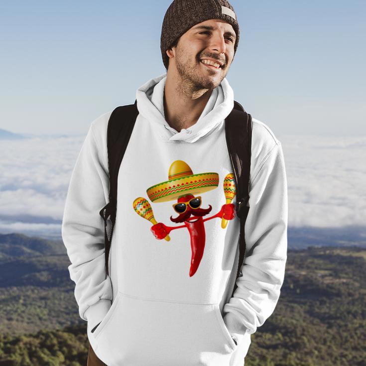Cinco De Mayo Chili Pepper Dancing Moustache Mexican Hoodie Lifestyle