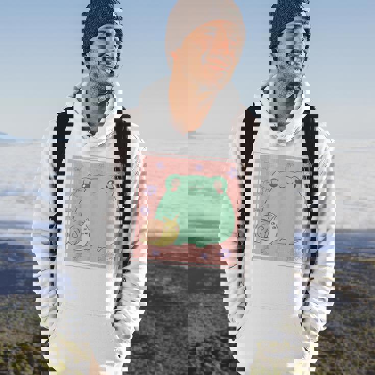 Cottagecore Aesthetic Kawaii Frog Snail Men Hoodie Graphic Print