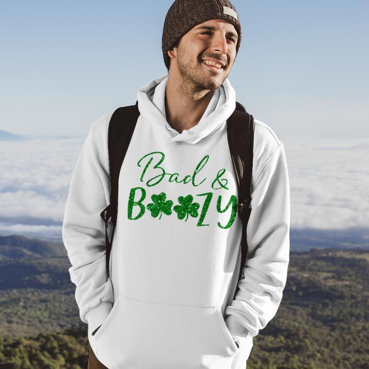 Cute Bad And Boozy Cute Shamrock Green Funny St Patricks Day Hoodie Lifestyle