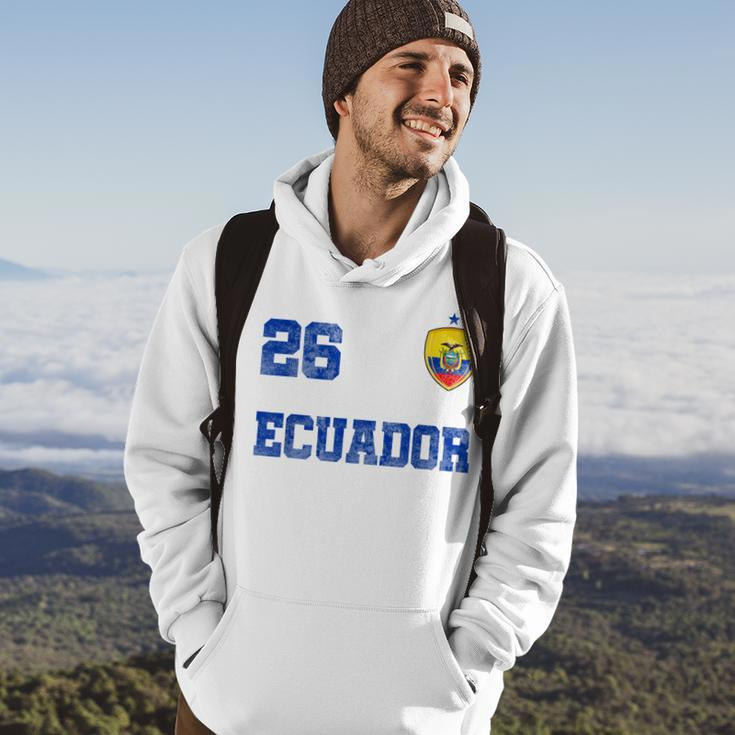 Ecuador Soccer Jersey Number Twenty-Six Ecuadorian Flag Fan Men Hoodie Lifestyle