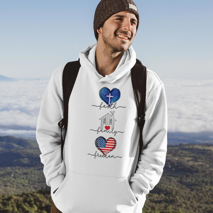 Faith Family Freedom Hearts - 4Th Of July Patriotic Flag Hoodie Lifestyle