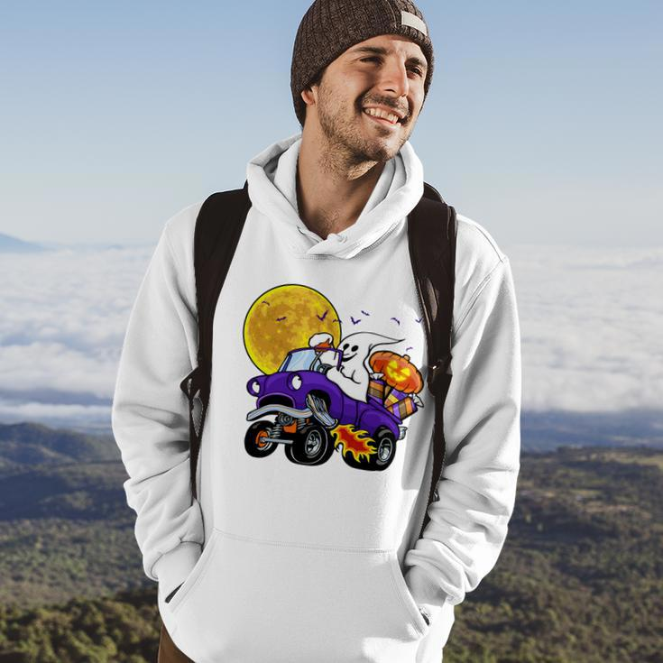 Funny Halloween Ghost Muscle Car Hoodie Lifestyle