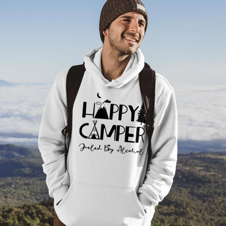 Happy Camper Fueled By Alcohol Funny Drinking Party Camping Hoodie Lifestyle
