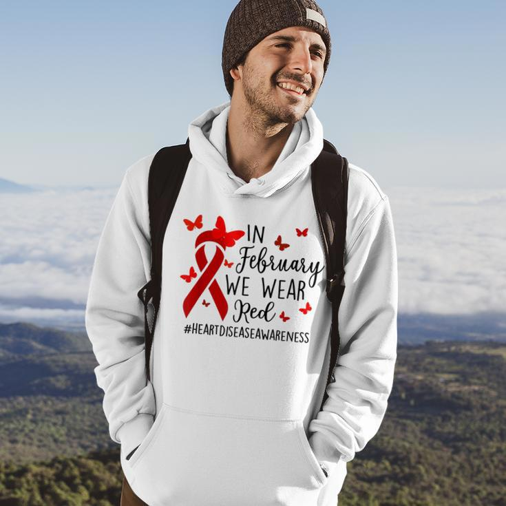 In February We Wear Red Heart Disease Awareness Month Hoodie Lifestyle
