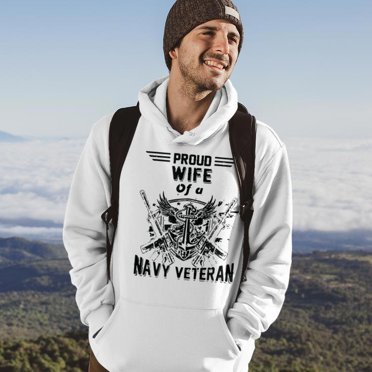 Proud Wife Of A Navy Veteran American Flag Military Gift Hoodie Lifestyle