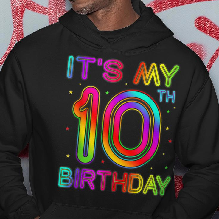 10 Year Old Birthday Glow Party 80S Its My 10Th Hoodie Unique Gifts